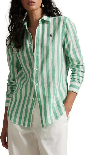 Classic Fit Stripe Linen Button-Up Shirt | Nordstrom