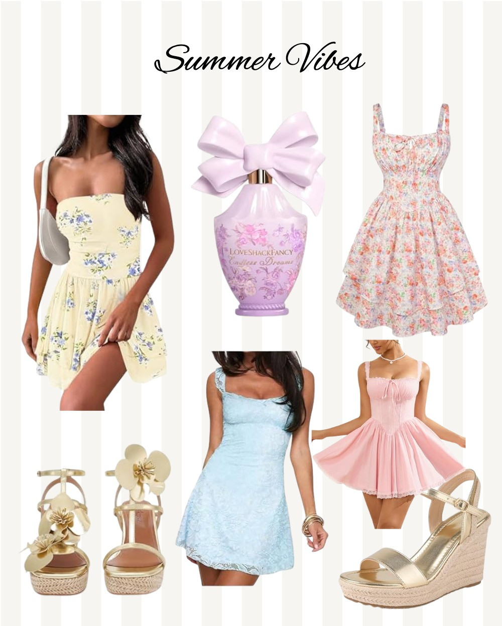 Summer dresses 

Wedding guest outfit ideas wedding guest dress shoes wedges heels golden shoes perfume LoveShackFancy pink dress prom
dress 

#LTKootd #LTKSaleAlert #LTKWedding