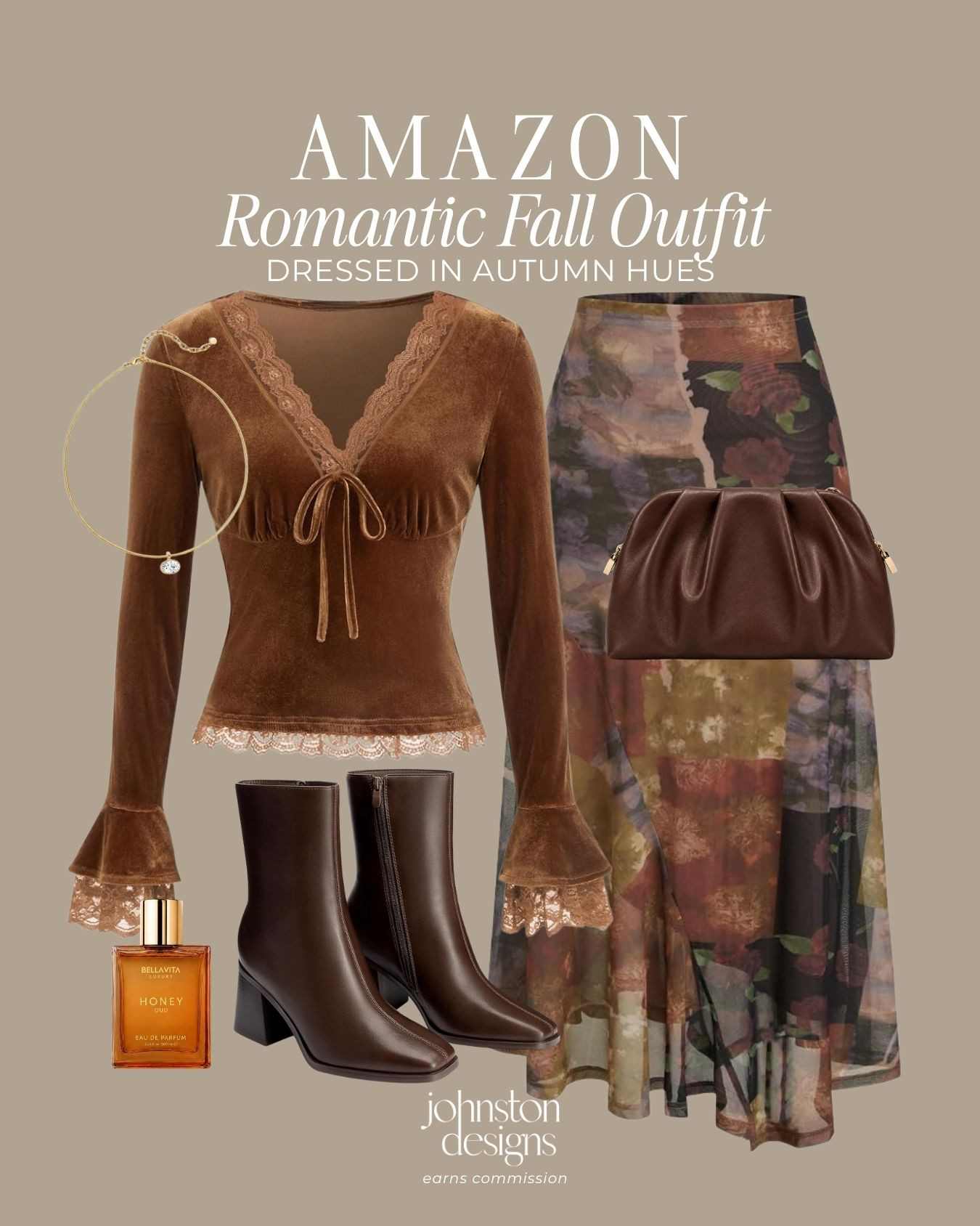Romantic fall style in the prettiest autumn hues. 🍂 The velvet lace-trim top and painterly floral skirt create a dreamy Amazon outfit, finished with chocolate brown boots and a softly gathered clutch.

Amazon romantic fall outfit, velvet lace top, floral maxi skirt outfit, chocolate brown ankle boots, feminine autumn fashion, fall date-night outfit, cottagecore fall style, women’s Amazon fashion

#amazonfinds #amazonfashion #romanticstyle #falloutfit #velvettop #floralskirt #femininefashion #autumnstyle #datenightoutfit
 

 #LTKootd #LTKSeasonal