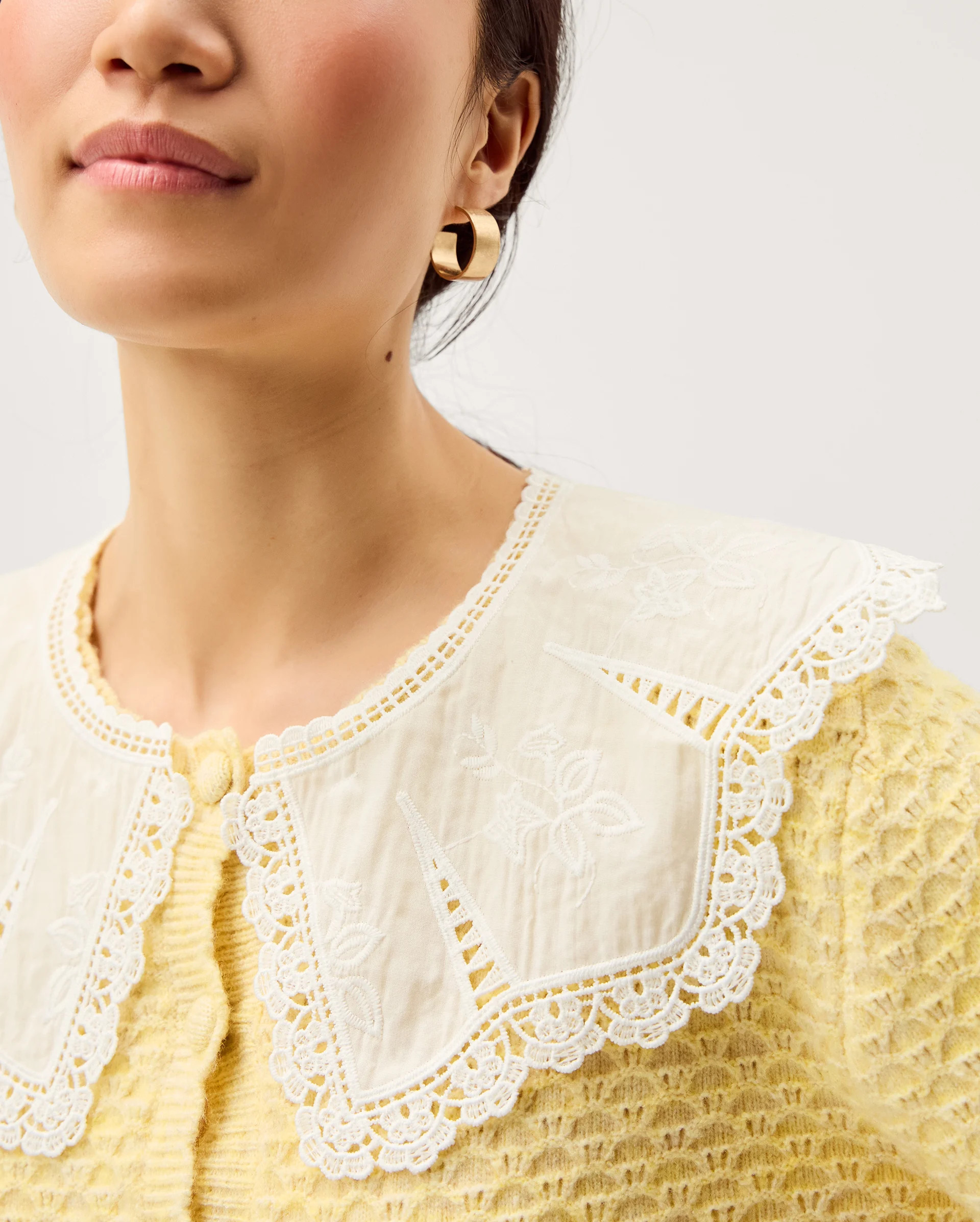 Cary Lace Collar Cardigan Yellow | Monsoon (UK)