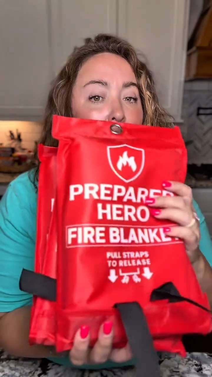 Prepared Hero Set of 3 Fire Blanket with 3 Hooks Fire safety tool for fire, smothers electrical, grease, wood, and fabric fires 38.5" X 38" fire blankets, packaged with 3 hangable storage bags, with 3, tape-backed 

 #LTKselfcare #LTKActive #LTKHome