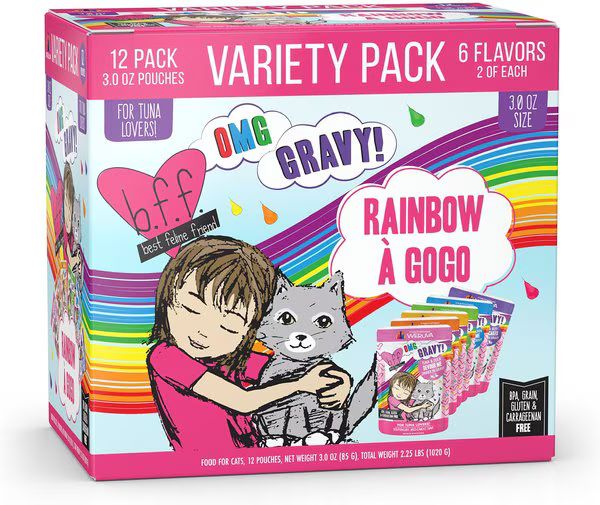 BFF Rainbow A Gogo Variety Pack Wet Cat Food Pouches, 3-oz, case of 12 - Chewy.com | Chewy.com