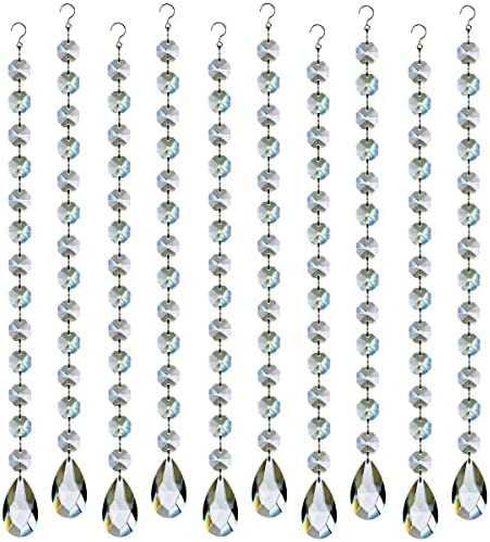 1ft 10pcs Teardrop Crystals Garland, Hanging Chandelier Crystals Prism Beads Chain for Wedding Home  | Amazon (US)
