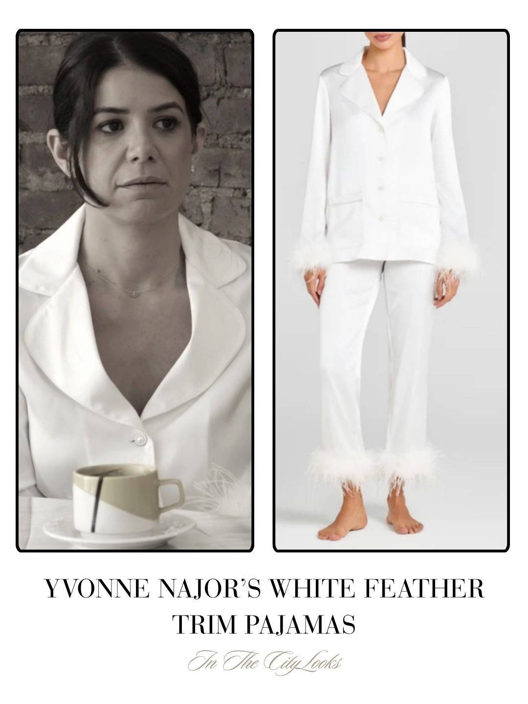 Yvonne Najor’s White Feather Trim Pajamas