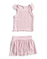 Toddler Girls 2pc Jacquard Eyelet Tank And Skort Set | TJ Maxx