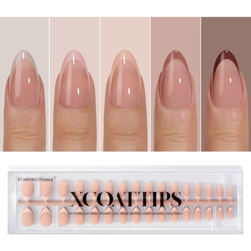 BTArtboxnails XCOATTIPS Press on Nails - French Tip Press on Nails Short Almond, Skin Tones Soft Gel Nails False Nail Tips, Soak Off Acrylic Nails Extensions | Amazon (US)
