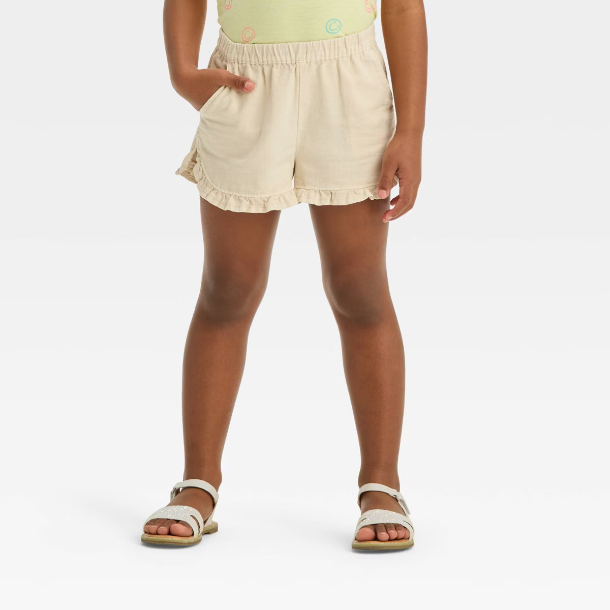 Toddler Girls' Elevated Shorts - Cat & Jack™ Beige 5T: Comfort Twill Fabric, Regular Fit, Above... | Target