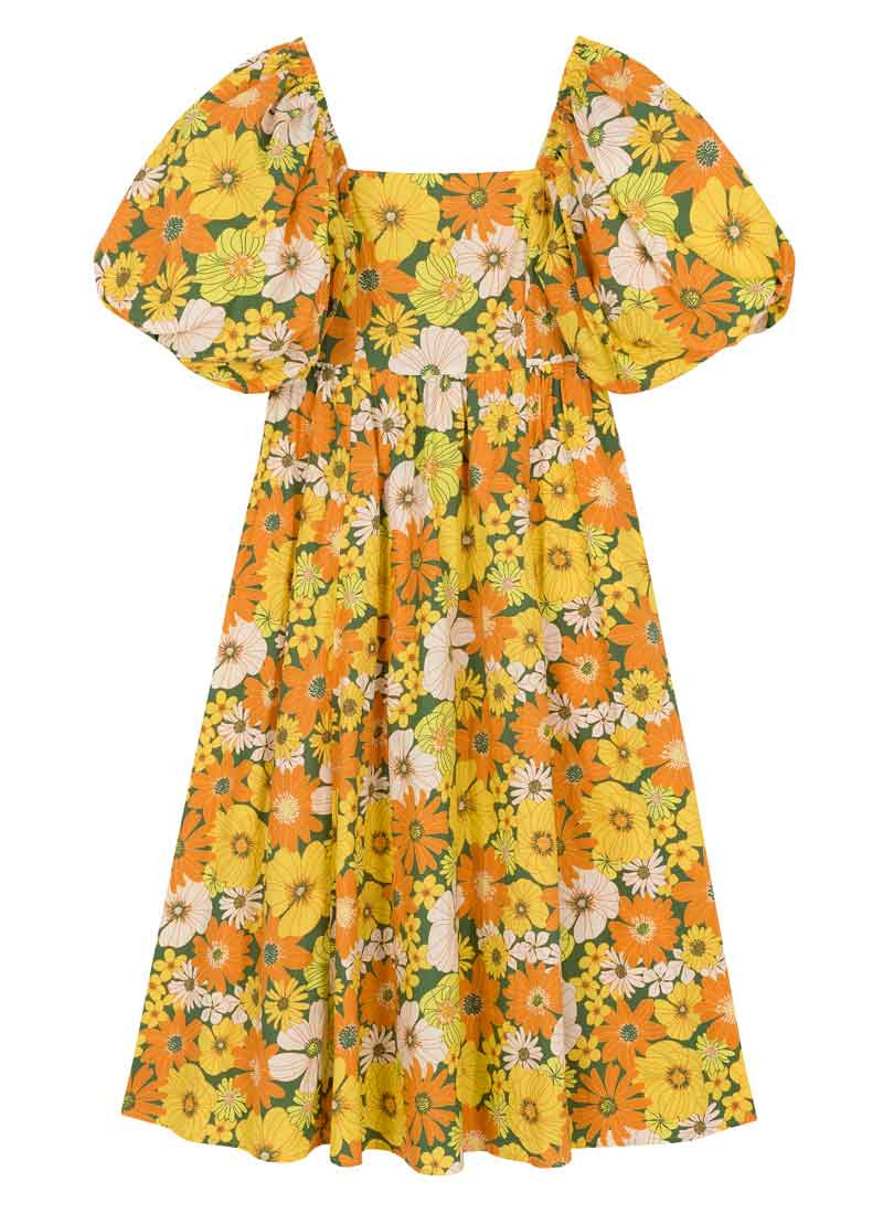 Zeena X Joanie - Emma Marigold Floral Puff Sleeve Midaxi Dress | Joanie