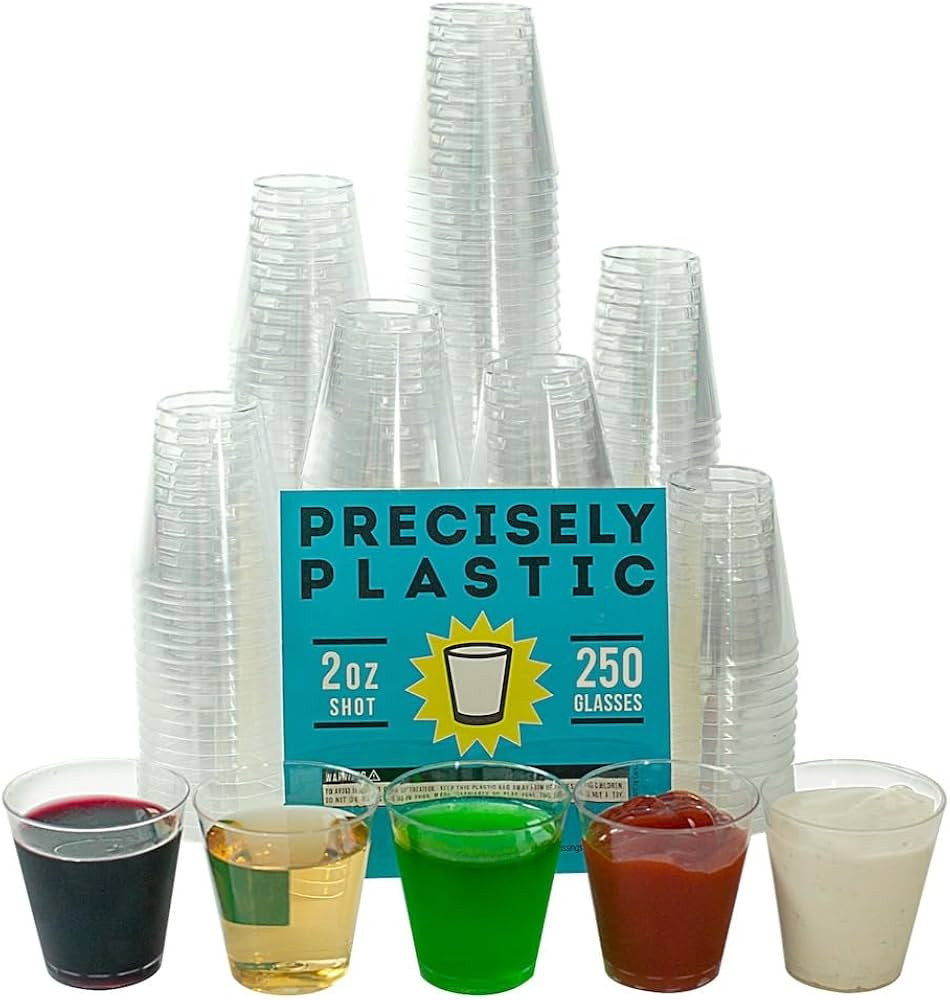 250 Shot Glasses Premium 2oz Clear Plastic Disposable Cups, Perfect Container for Jello Shots, Co... | Amazon (US)