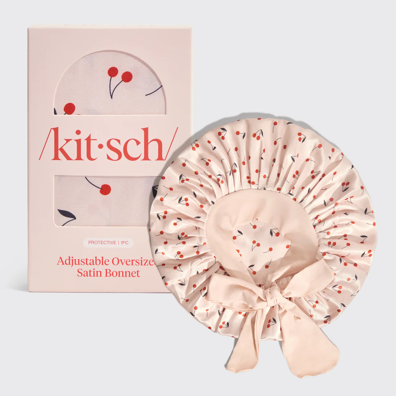 Cherry Print Oversized Satin Bonnet | Kitsch