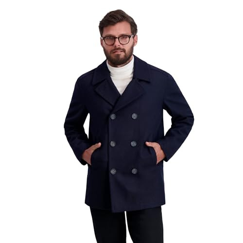 Nautica Men's Wool Blend Peacoat ? Double-Breasted Winter Coat, Regular, Big & Tall Sizes, Dark Navy, X-Small | Amazon (US)