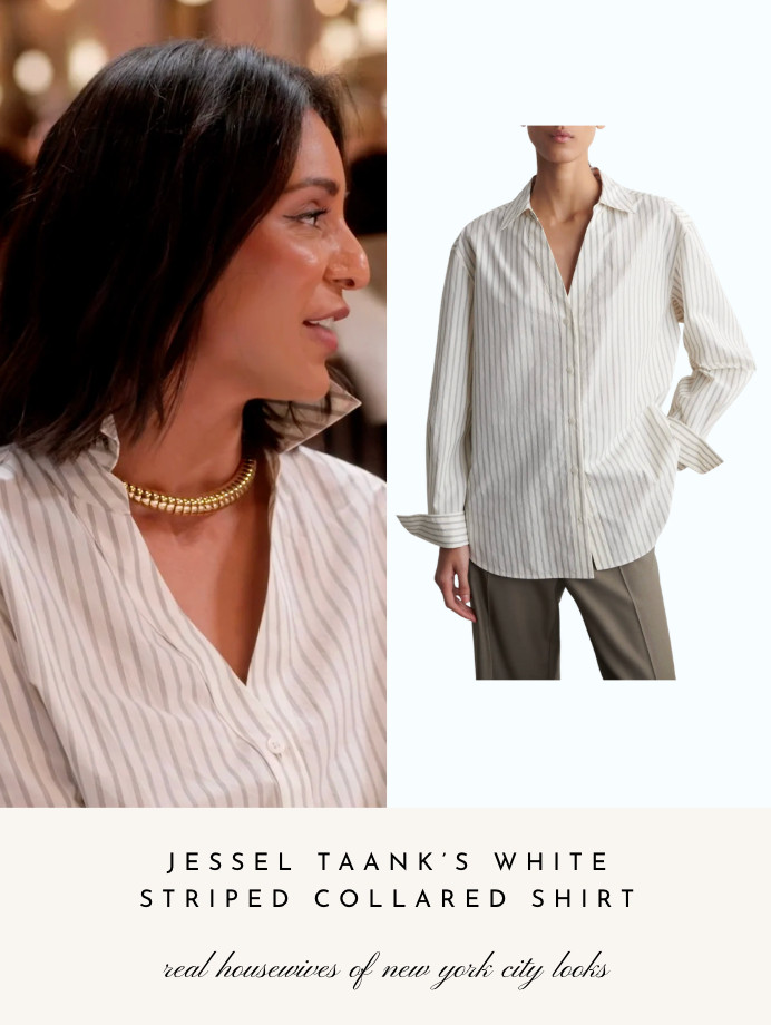 Jessel Taank's White Striped Collared Shirt  

 