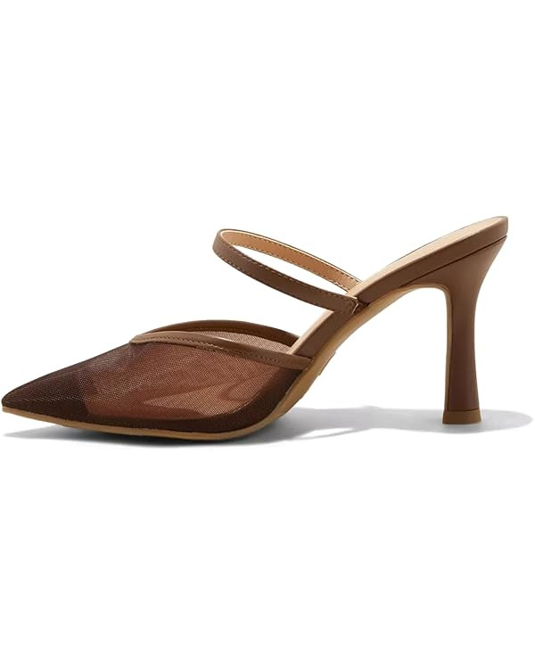 USIMAD Women's Mesh Mule Heels with Memory Foam Insole Pointy Toe Arch Support | Amazon (US)