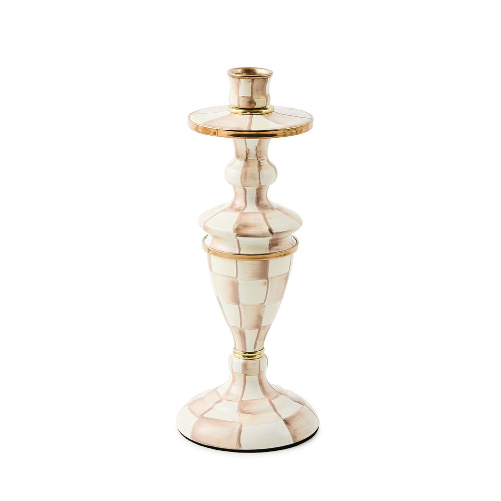 Mocha Check Medium Candlestick | MacKenzie-Childs