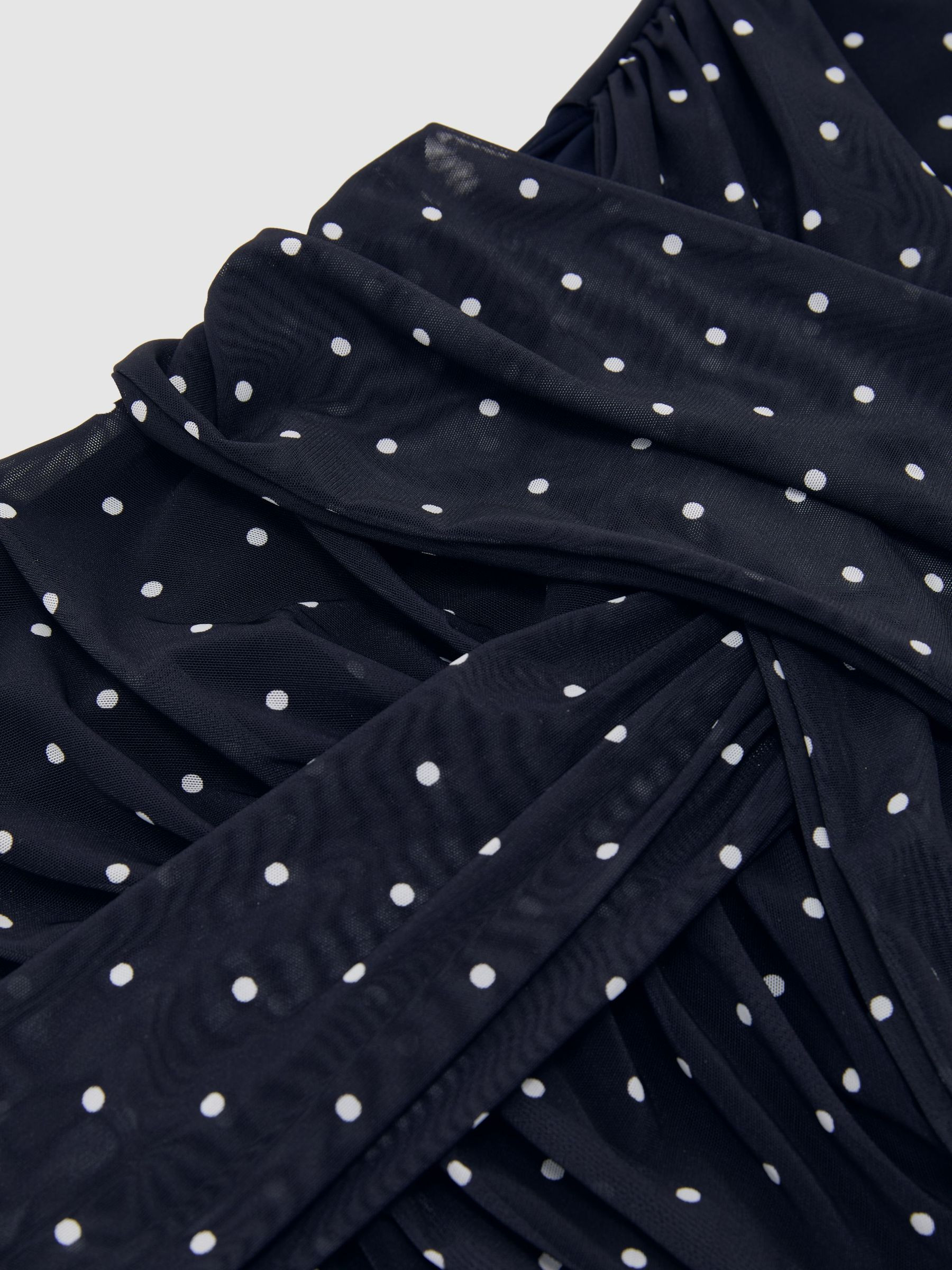 Polka-Dot Print Sleeveless Maxi Dress in Navy/Ivory | Reiss UK
