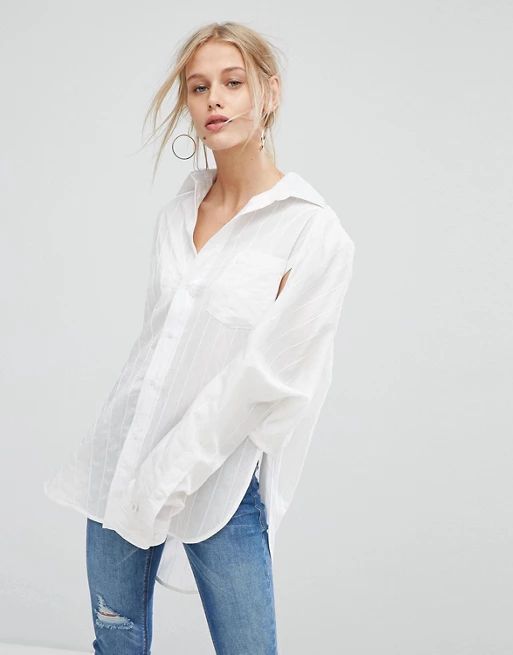 Current Air White Shirt with Fine Stripe | ASOS UK