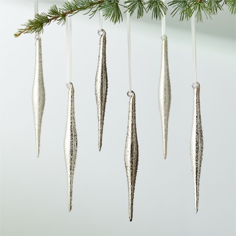 Textured Metallic Icicle Christmas Ornaments Set of 6 + Reviews | CB2 | CB2