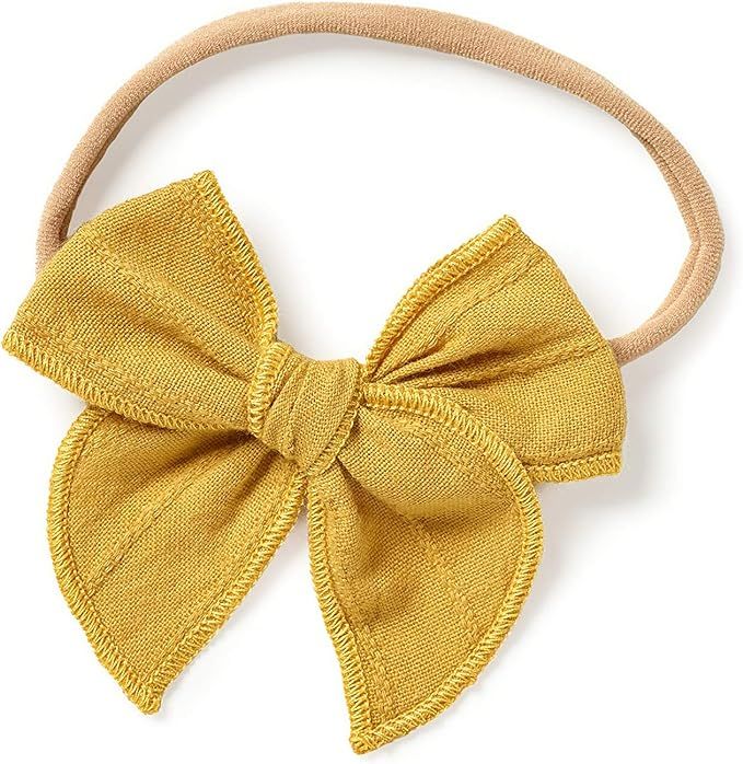 Little Poppy Co. Bows Handmade Claire Bow - Solid Embroidered Stripe, Premium Stylish Accessories... | Amazon (US)