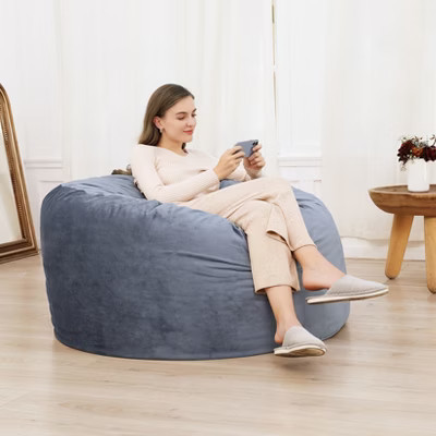 Big Huge Giant Bean Bag Chair for Adults, Memory Foam Bean Bag Chair with Machine Washable Plush Velvet Cover, Stuffed Sofa Chair, 4FT, Gray | Target