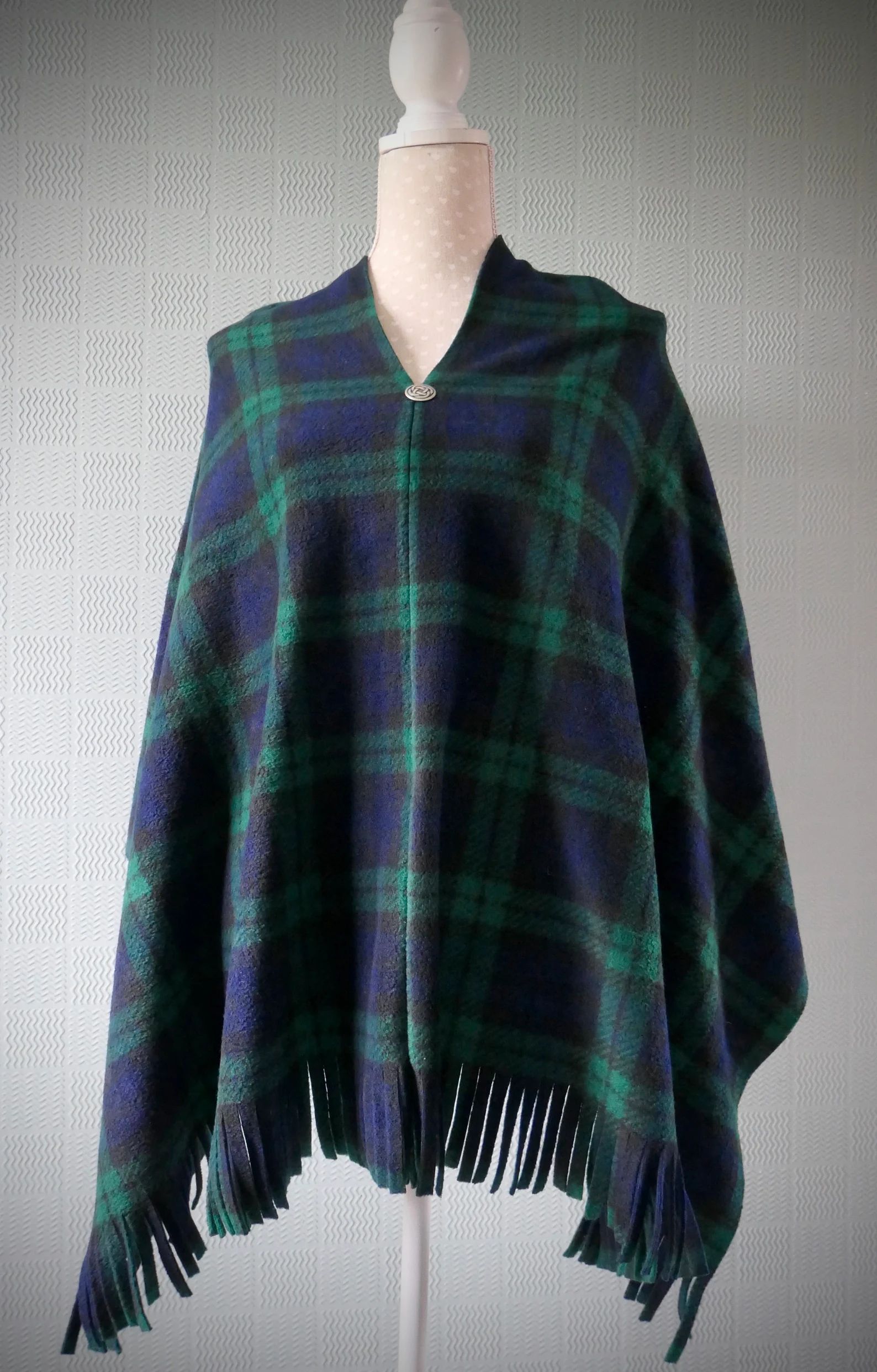 Black Watch Tartan Poncho, Blue Green Plaid Cape, Soft Fleece, Traditional Scottish Wrap - Etsy | Etsy (US)
