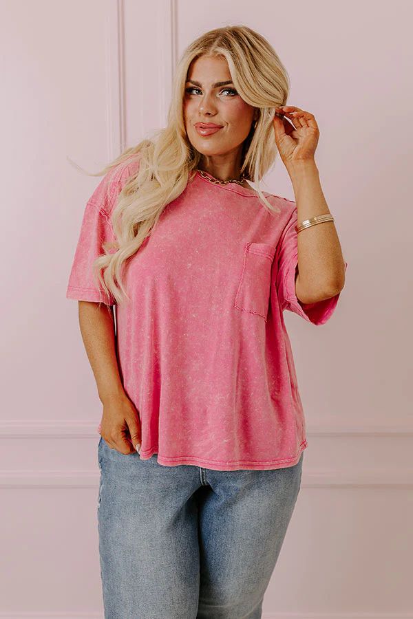 Ready To Go Mineral Wash Tee in Pink Curves | Impressions Online Boutique
