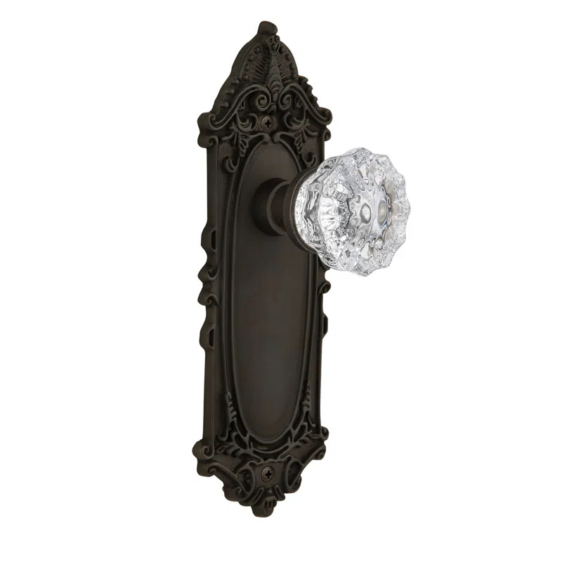 Clear Crystal Privacy Door Knob with Victorian Long Plate | Wayfair North America