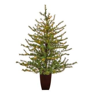 4.5ft. Pre-Lit Vancouver Mountain Pine Artificial Christmas Tree in Bronze Metal Planter, Clear L... | Michaels Stores