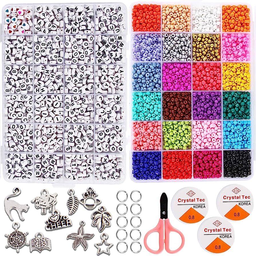 Goody King Bracelet Making Kit Beads, Beads for Bracelets - 5000+pcs Bead Craft Kit Set, Glass Po... | Amazon (US)