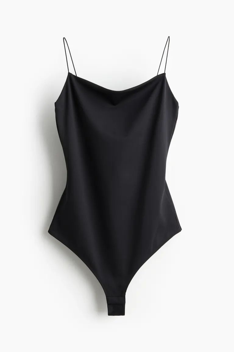 Thong Bodysuit with Shoulder Straps - Black - Ladies | H&M US | H&M (US + CA)