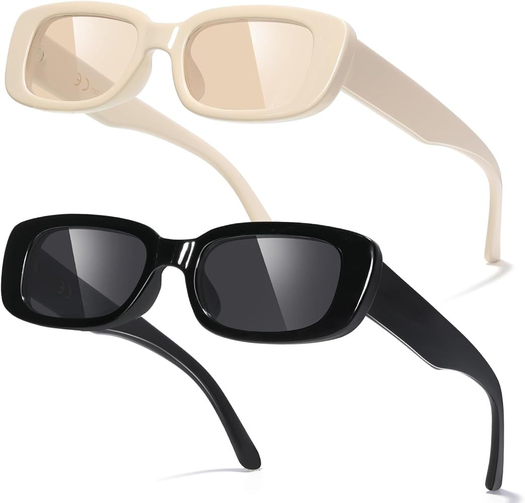 Rectangle Sunglasses for Women Men Trendy Y2k Retro 90s Sun Glasses UV400 Protection Cool Square ... | Amazon (US)