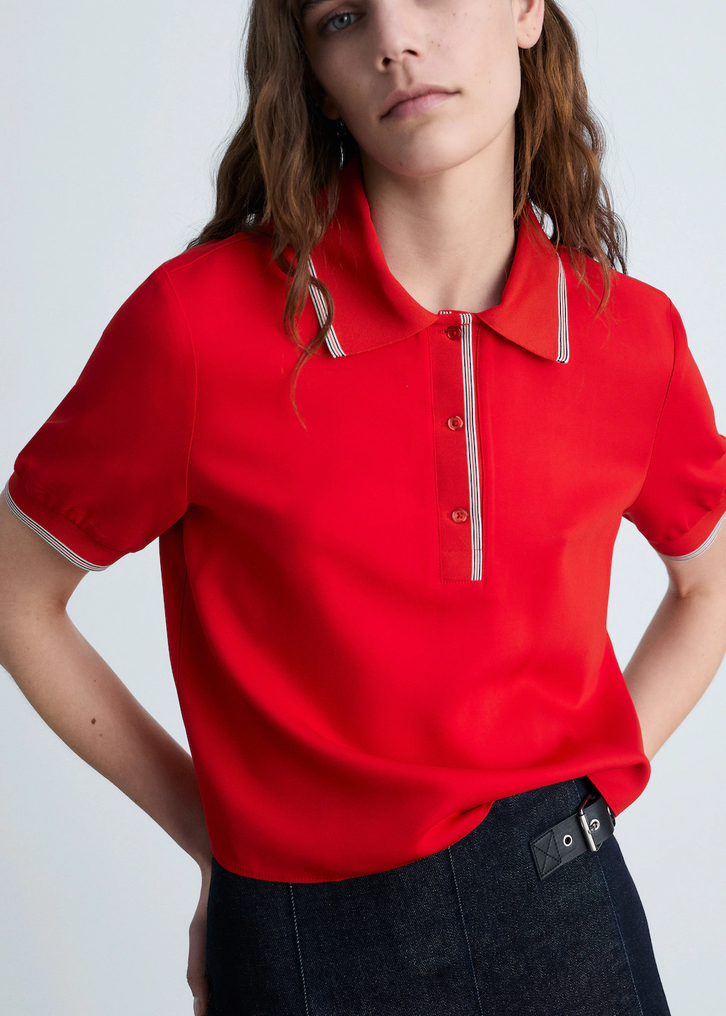 Cropped polo shirt with contrasting trim - Women | MANGO USA | Mango (US/MX/AU)