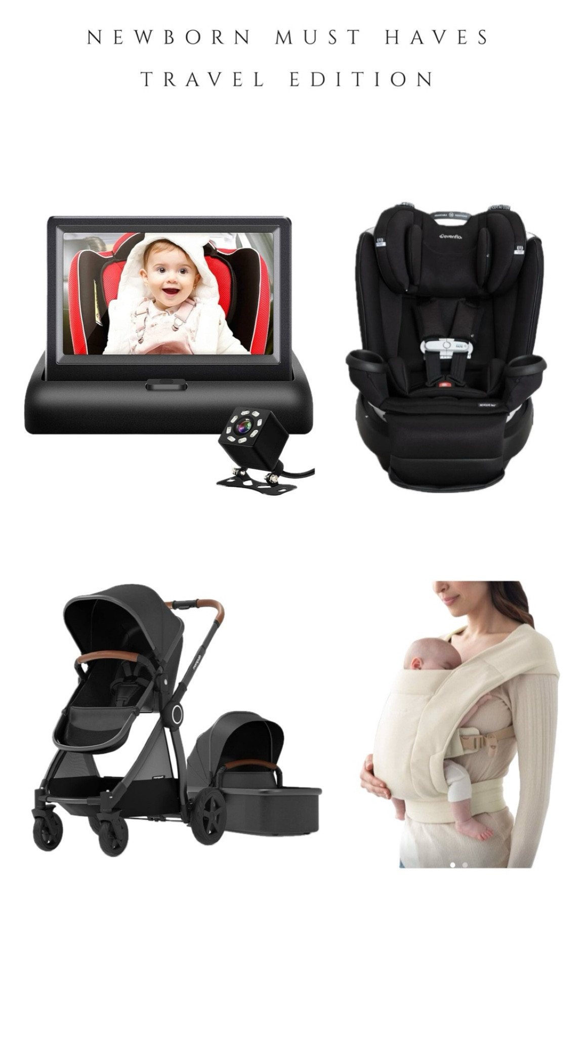 Newborn travel must haves!

Evenflo gold revolve360 extend is the only car seat you’ll need for your kids whole life. Good from 4-120lbs and converts to a booster. Definitely worth skipping over the infant seat. 

The ergobaby embrace is such a comfy carrier for both mom and baby. Used this on every outing when my baby was a newborn. 

The car camera is a must! Can’t imagine what it’s like to have to use the mirrors. It simplifies life so much and is so affordable  

I wish I had gotten this mompush stroller because it’s so affordable and such nice quality and love the bassinet attachment for newborns. 



#LTKBump #LTKFamily #LTKBaby