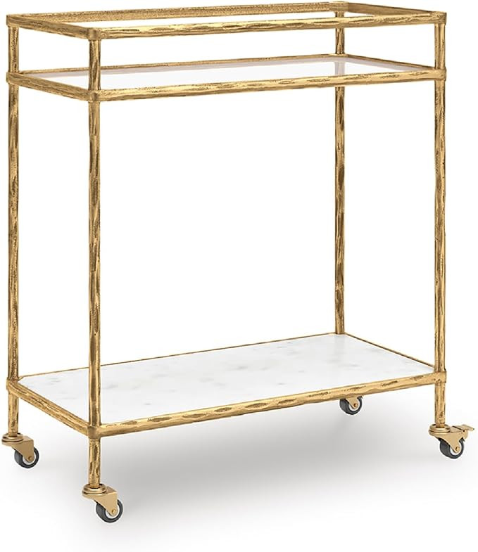 Signature Design by Ashley Plattfield Casual Antiqued 2-Tier Bar Cart with Casters, for Kitchen a... | Amazon (US)