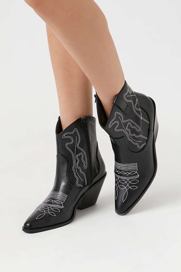 Faux Leather Cowboy Booties | Forever 21 (US)