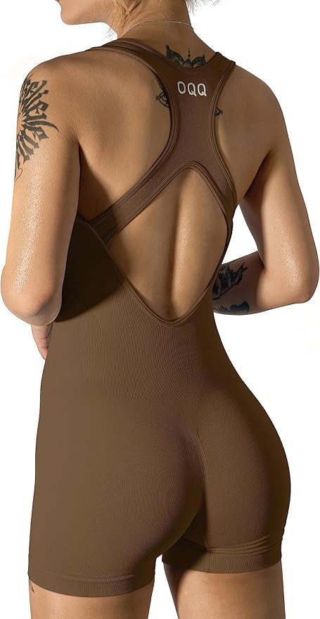 OQQ Women's Yoga Rompers One Piece Sleeveless Backless Padded Sports Bra Tank Tops Exercise Rompe... | Amazon (US)