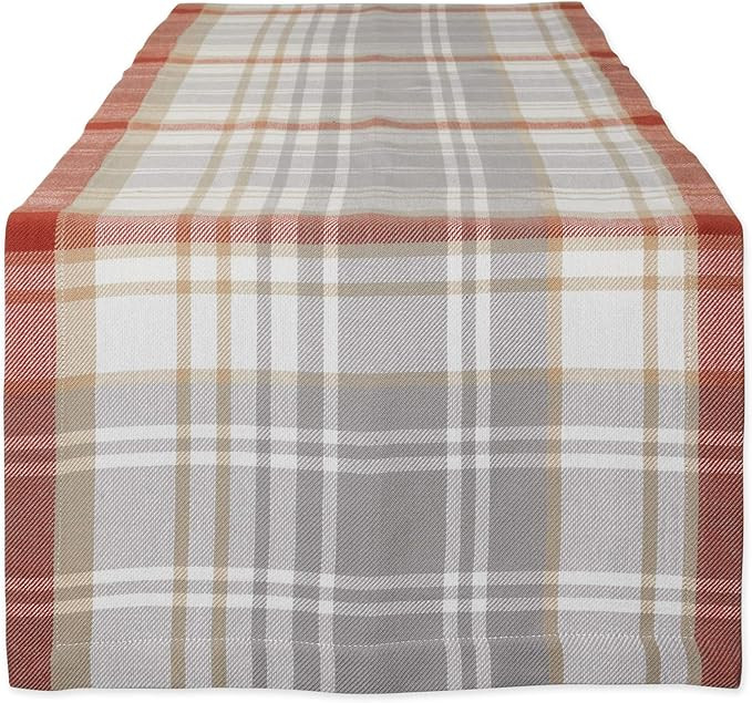 DII Thankful Autumn Collection Tabletop Essentials, Table Runner, 14x72, Cozy Picnic Plaid | Amazon (US)