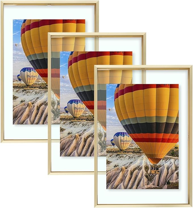 Golden State Art, 12x18 Floating Picture Frame Aluminum, Tempered Clear Glass Displays Any Size P... | Amazon (US)