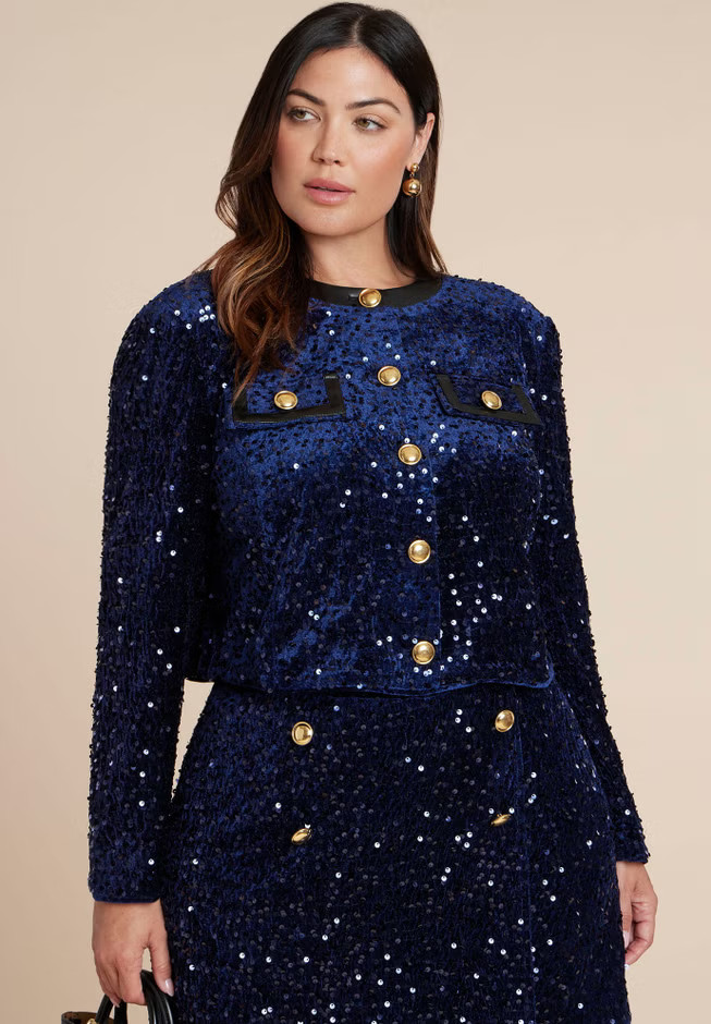 Sequin Velvet Jacket | Eloquii
