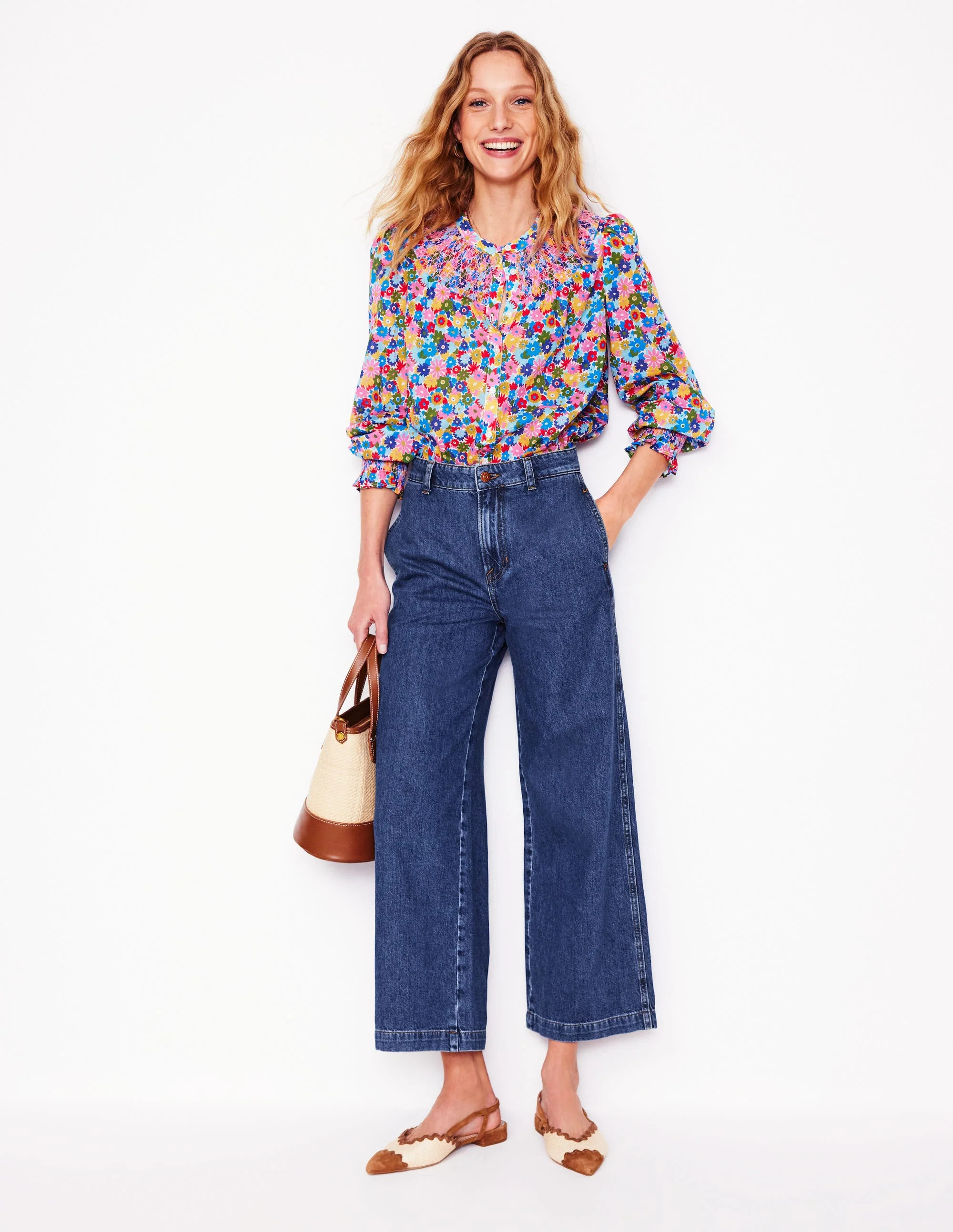 Cropped Fluid Jeans-Mid Vintage | Boden UK