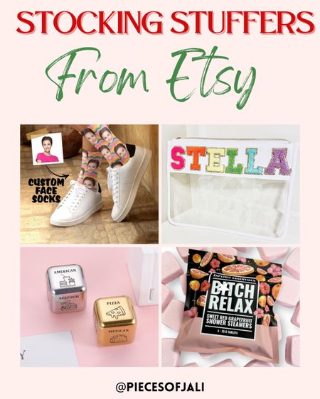 Personalized travel bag
Shower steamers
What to eat dice
Personalized photo socks 

#LTKGiftGuide #LTKCyberWeek #LTKHoliday