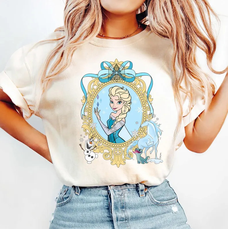 Disney Elsa Princess Mirror Coquette Bow Shirt, Disney Frozen Elsa T-shirt, Birthday Gift, Disney... | Etsy (US)