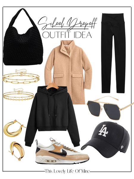 School Dropoff outfit idea, camel coat, black leggings, Nike sneaker 

#LTKstyletip #LTKshoecrush #LTKSeasonal