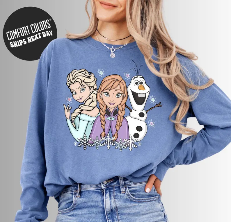 Princess Elsa Long Sleeve Comfort Colors Disney Frozen Princess Elsa Shirt Disney Elsa's Friends ... | Etsy (US)
