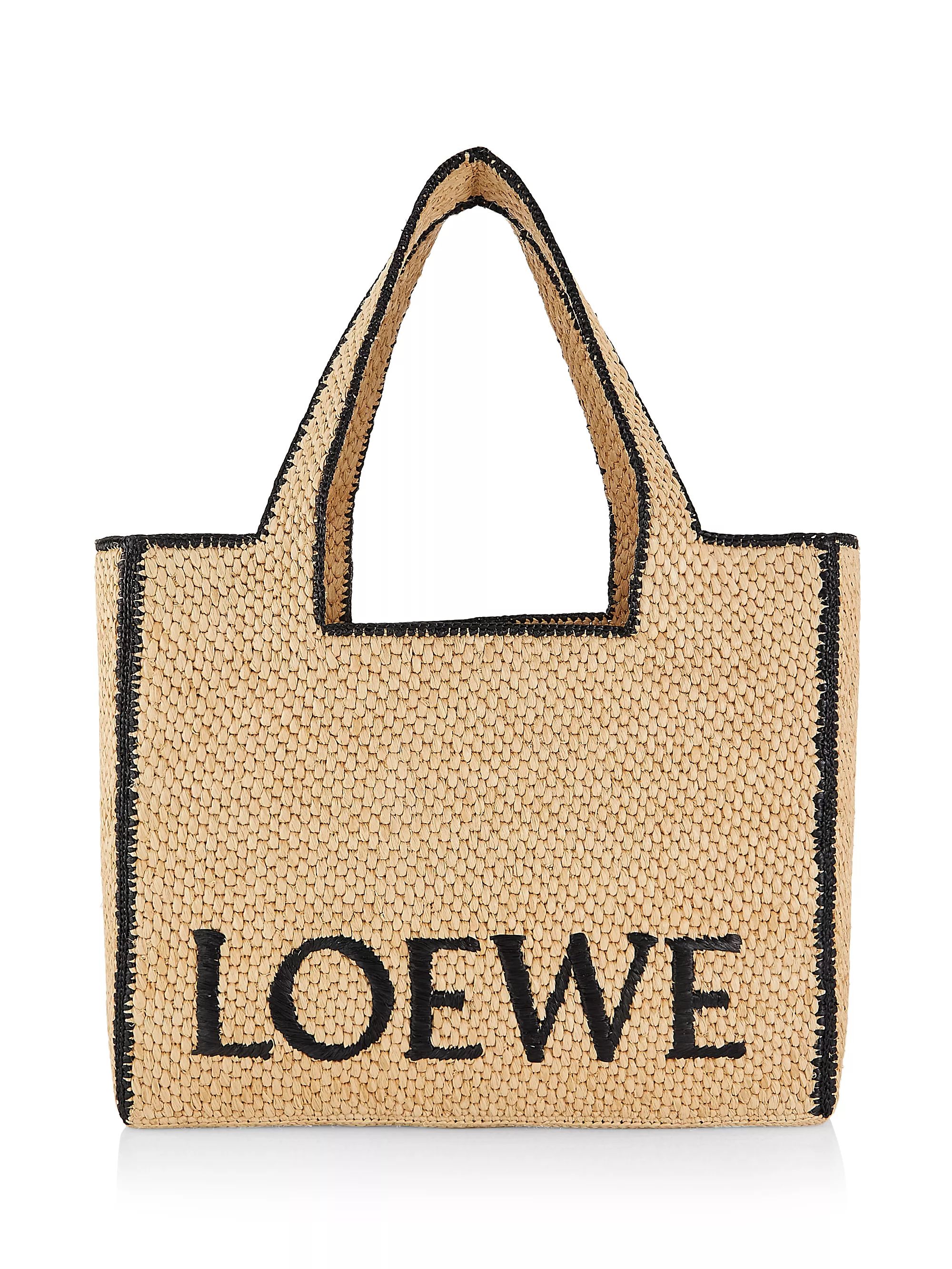Shop LOEWE LOEWE x Paula's Ibiza Large Logo Raffia Tote Bag | Saks Fifth Avenue | Saks Fifth Avenue