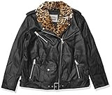 Levi's Women's The Natalie Leather Leopard Faux Fur Collar Moto Jacket, Black, Medium | Amazon (US)