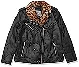 Levi's Women's The Natalie Leather Leopard Faux Fur Collar Moto Jacket, Black, Medium | Amazon (US)