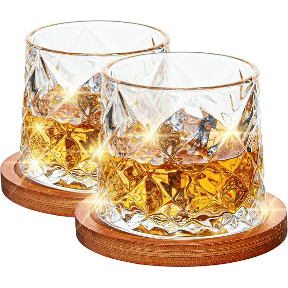 Whiskey Glass Set, 10 oz Crystal Fashioned Rocks Glass Tumbler, for Scotch, Home Bar Gifts for Me... | Walmart (US)