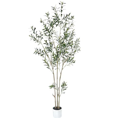 7 Feet (84'') Olive Tree Fluffy Artificial Plants Indoor for Home Corner, Faux Olive Tree for Mod... | Amazon (US)