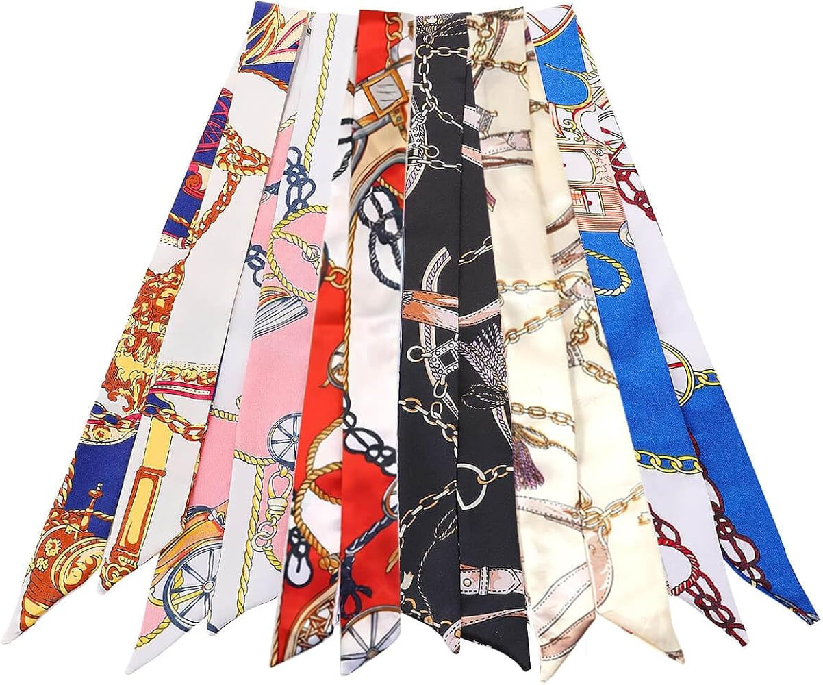6 Pack Scarf Bags for Women Handbag Scarfs Band Narrow Scarf Hair Neck Scarf Neckerchief Scarf He... | Amazon (US)