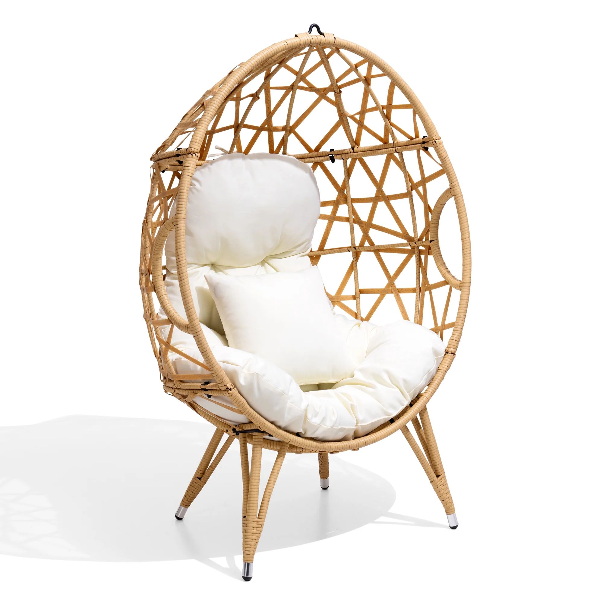 Crestlive Products Indoor Outdoor Wicker Egg Patio Chair PE Rattan Oversized Basket,Beige - Walma... | Walmart (US)